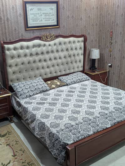 Luxury Bed Set (wooden ) with side tables and dressing table