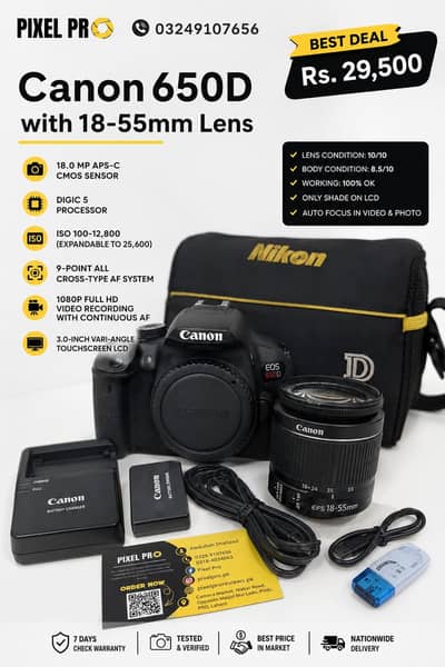 Canon 650D With 18-55 lens Complete Package