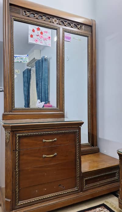 Premium Shesham Wood Dressing Table & Console with Large Mirror