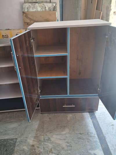 2-Door MDF Almari with 3 Shelves + Big Section + Drawer | New
