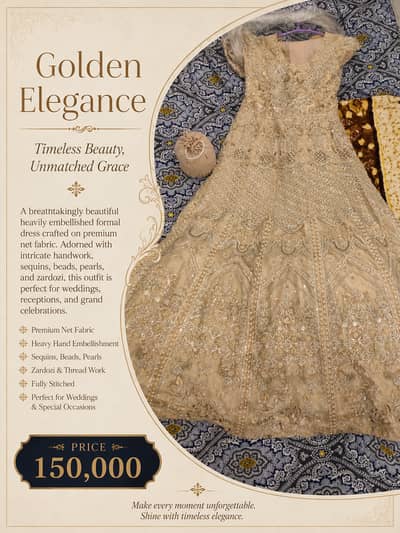 Luxury Champagne Bridal Maxi – Heavy Hand Embellished Formal Dress