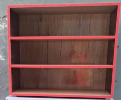 3-Tier MDF Wall Shelf / Book Rack | Red + Walnut | New*
