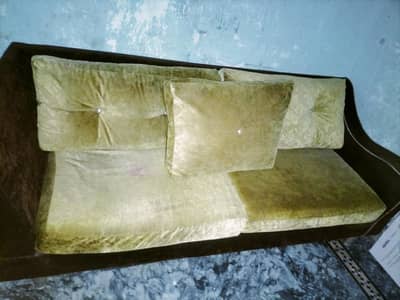 golden and brown color sofa 4 sitter