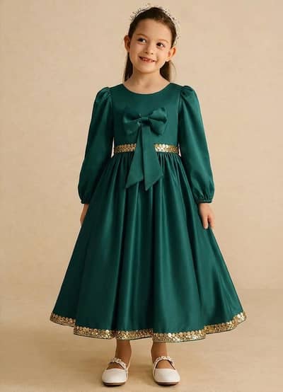 Beautiful Emerald Green Girls Party Frock – Premium Quality