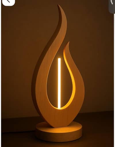 Modern Wooden LED Flame Lamp for home decor
