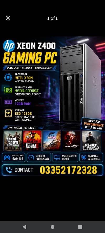 Hp XEON WORK STATION z400