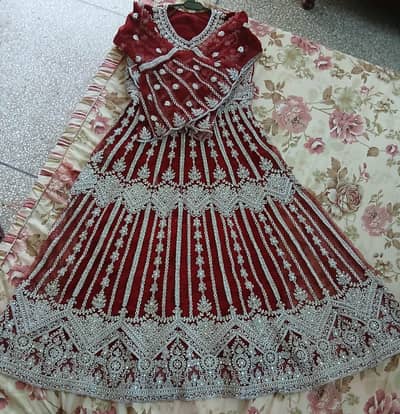 Maroon Heavy Embroidered Maxi with Dupatta – Excellent Condition