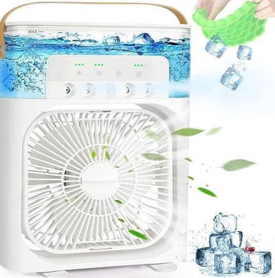 Portable Mini Air Cooler with Night Light - Black White Green