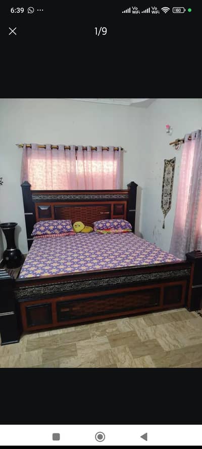 king bed, 3 door cupboard ,2 side table ,matress ,dresing table