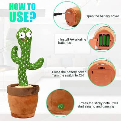 dancing cactus toy with led lights and 120ebglish song