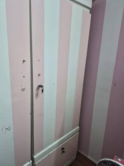 Girls Pink Bed Set with Curtains and Wardrobe, Alkhair 1st Grade Mattr