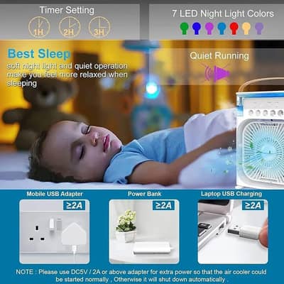 mini air cooler usb rechargeable white