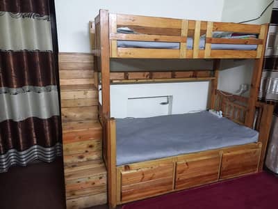 Wooden Kids Bunk bed with Stairs