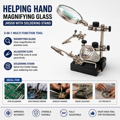 JM508 Helping Hand Magnifying Glass with Soldering Iron Stand