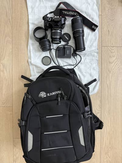 Canon EOS 550D | Kiss X4 | Rebel T2i Kit Lens + 3 Zoom Lens+Card + Bag