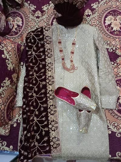 groom sherwani golden