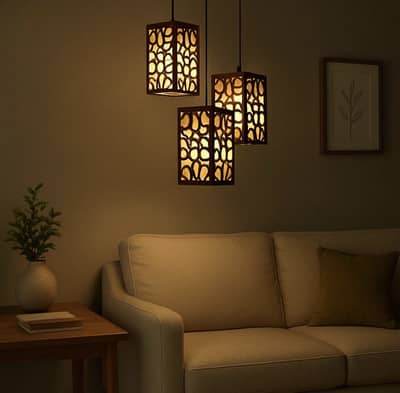 Golden Wooden Pendant Light 4inch Dark Brown