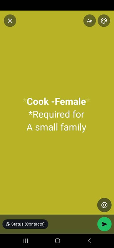 looking foa Female Cook timing 12 to 3 PM
