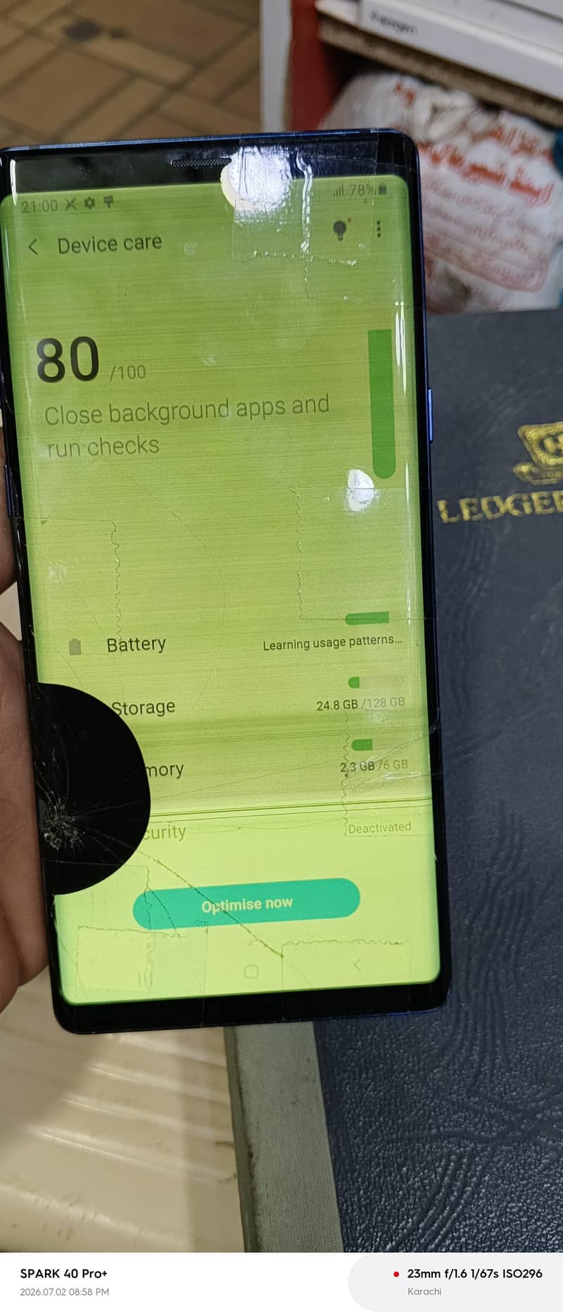 Samsung Mobile Note 9 pta non pta . scrap , only parts 1