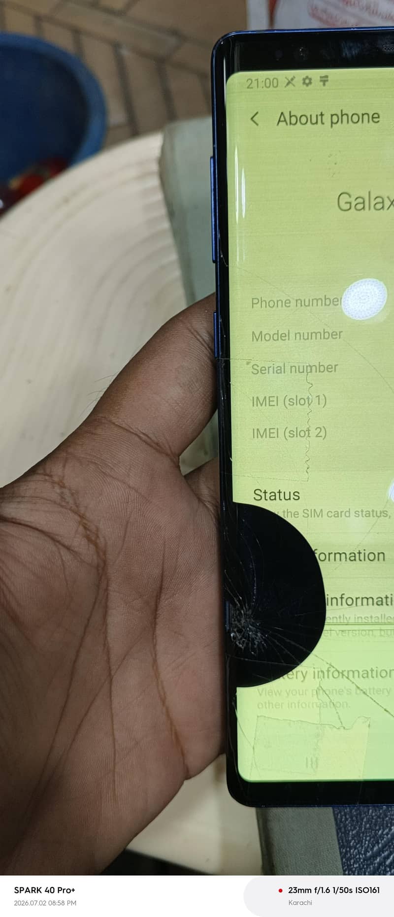 Samsung Mobile Note 9 pta non pta . scrap , only parts 2