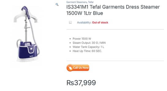 Tefal Garments Dress Steamer 1500W 1Ltr Blue