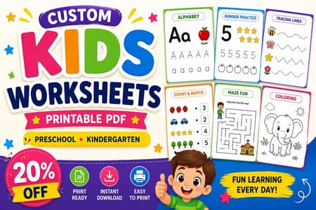 Typist available for Kids Learning workbook and notes