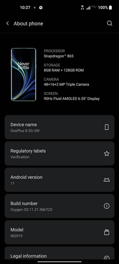 One Plus 8 5g UW