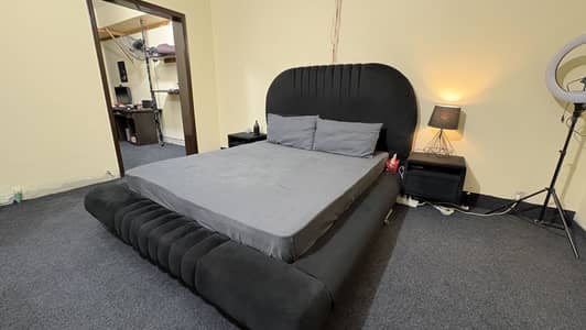 Black Color luxury Bed Set - Queen size bed, Dressing Table and stool