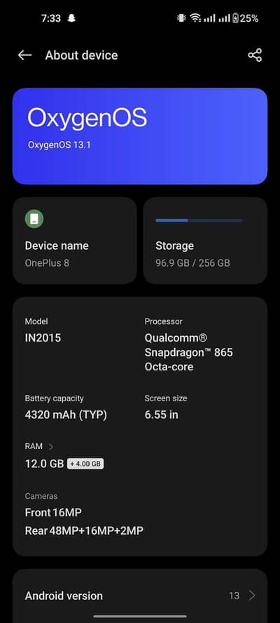 one plus 8  Ram 16 Rom256 GB Black colour 10/9 condition