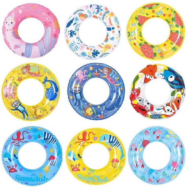 Swim Tube Ring Inflatable Pool Floaties Water Toys Ocean Fun Pattern Swim Ring Baby Swim Tube for Swimming Pool Party Kids