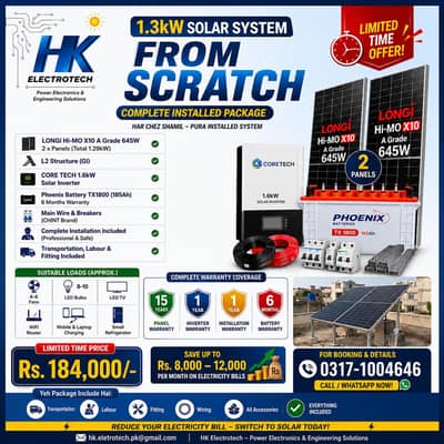 1.3kW SOLAR SYSTEMS COMPLETE PACKAGE.