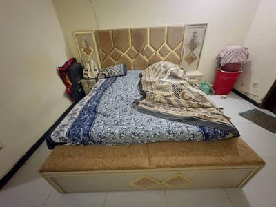 King Size Bed with Two side tables and 6 by 6 mattress