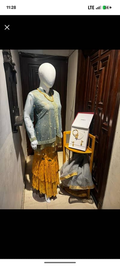 Beautiful 3-Piece Embroidered Lehenga Set – Perfect for Mehndi / Mayun