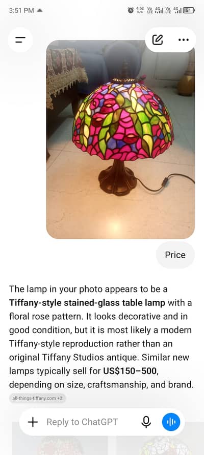 Tiffany style stained glass table lamps original stones