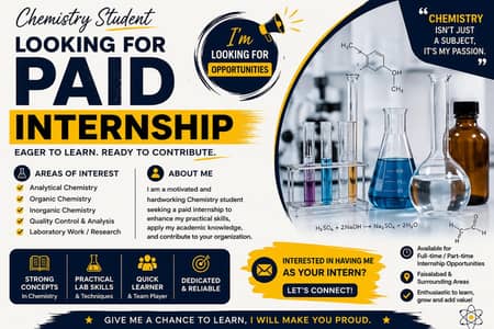 chemistry student looking for paid internship
