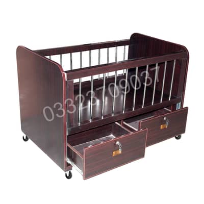 Brown D1 High Quality Wooden Sheet Baby Cot With 2 drawers , kids furn