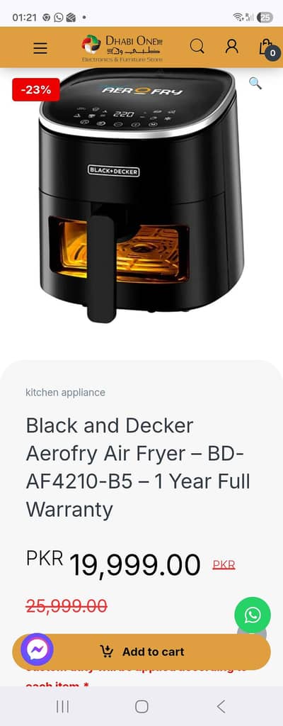 Black and Decker Aerofry Air Fryer – BD-AF4210-B5