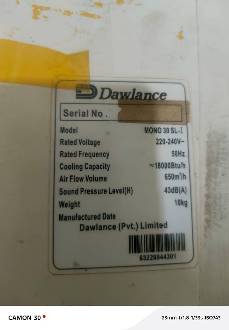 1.5 ton AC split Dawlance 1