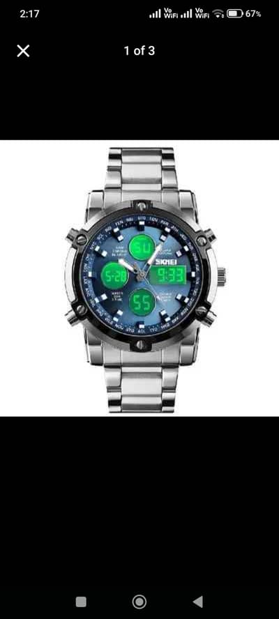 Skmei silver watch with blue dial