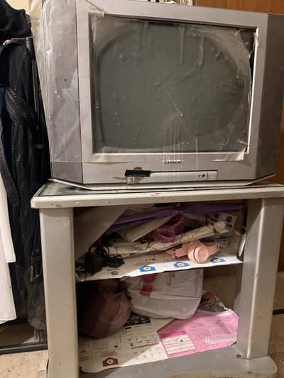 Sony old model tv with trolle for sale
