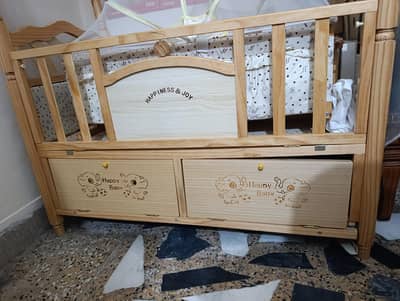 Wooden Baby Cot with Storage Drawers