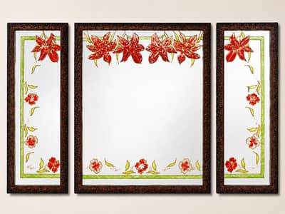 3 Piece Decorative Wall Mirror Set | Premium Floral Design