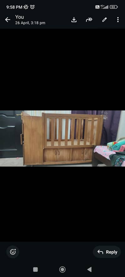 Baby cot with chest if drawer and cupboard