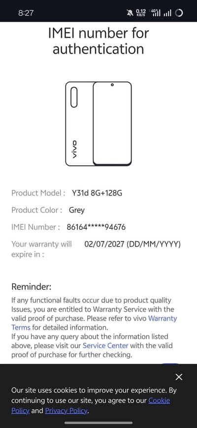 Vivo y31D 8+128Gb