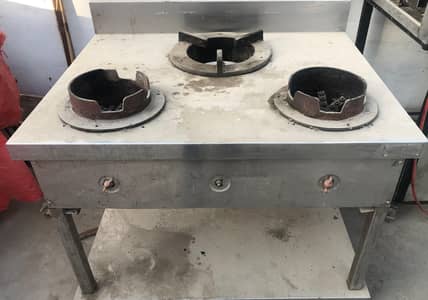 Commercial 3 Burner Gas Chulha Stainless Steel