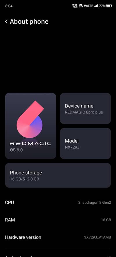 Zte nubia RedMagic 8 Pro plus approved 512 gb wala variant