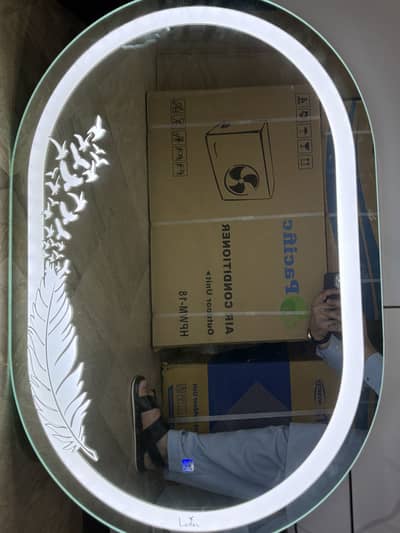 Egg Shape Mirror Glass with Light
