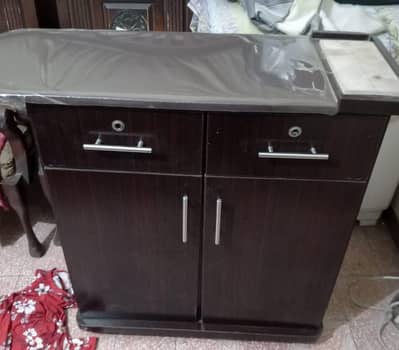 wooden iron stand with drawes