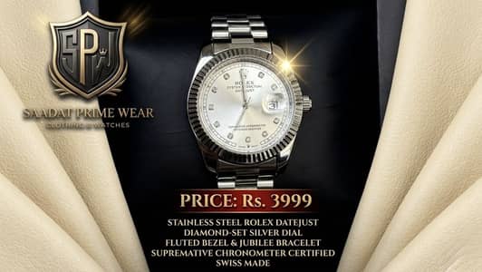 Premium Rolex Datejust Inspired Silver Watch | Saadat Prime Wear