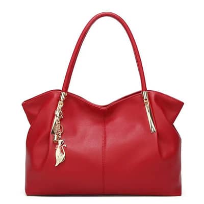 Black Leather Shoulder Bag for Women